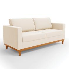 Sofá 03 Lugares Juliette Base Madeira Castanho Cor Bege