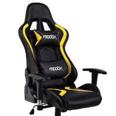 Cadeira Gamer Reclinável Moob Thunder Com Almofadas para Lombar e Pescoço Preto/Amarelo