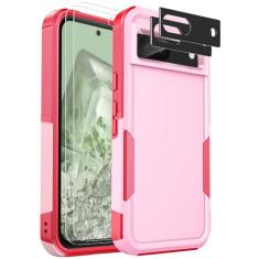 Ezanmull Capa para celular Google Pixel 8A, [proteção contra quedas de grau militar de 15 pés] [protetor de tela de vidro + protetor de lente da câmera] Capa antiderrapante à prova de choque para