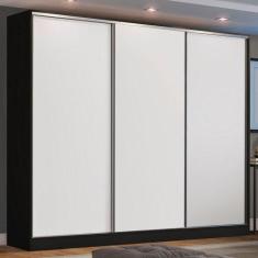 Guarda Roupa Casal 100% MDF Madesa Zurique 3 Portas de Correr - Preto/