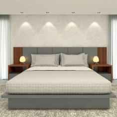 Cama King Cabeceira 2 Mesas c/ gaveta e nicho MDF Sob Medida - Casa La