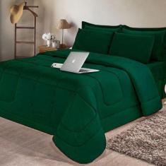 Kit Edredom 6 Pçs Aconchego Casal Queen Casa Dona Dupla Face com Lenço