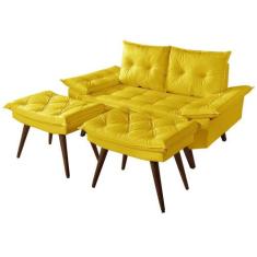 Sofa Bariloche 2 Lugares Duas Banquetas Material Sintético - Essencial