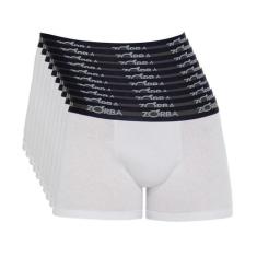 Kit 10 Cuecas Zorba Boxer Max Algodão 702 Branco, Branco, M