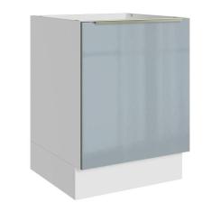 Balcão Madesa Lux 60 cm 1 Porta - Branco/Cinza, Branco/Cinza