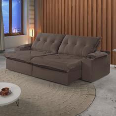 Sofá Retrátil e Reclinável 250cm M163 com Porta Copos Yescasa