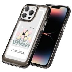 AKABEILA Capa para iPhone 15 Plus transparente com design TPU bumper floral flor PC capa de telefone traseira botão galvanizado mulheres menina 6,7 polegadas
