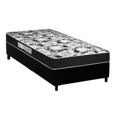 Cama Box Solteiro: Colchão Espuma D45 Luckspuma Gran Luck Pro + Base Crc Suede Black(88X188)