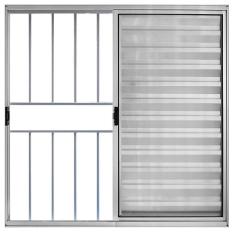 Janela De Alumínio Veneziana 100x150cm 3 Folhas Grade Brilhante