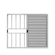 Janela De Alumínio Veneziana 100x150cm 3 Folhas Grade Branco