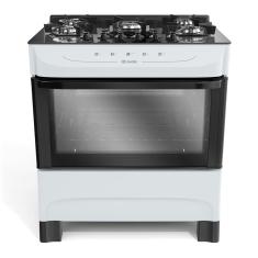 Fogão Mueller Branco 5 Bocas Com Mesa De Vidro E Acendimento Mfv5bb Bivolt