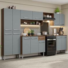 Armário de Cozinha Completa 293cm Rustic/Cinza Emilly Madesa 02