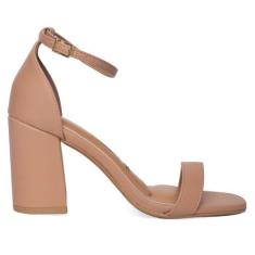 Sandália Feminina Vizzano Pelica Salto Grosso Nude, Nude, 37