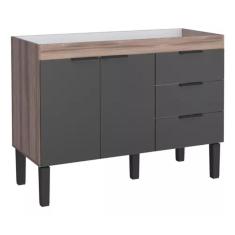 Gabinete Armário Cozinha Madeira 1.20 Mt Flamingo 2 Portas 3 Gavetas-  -Cozimax