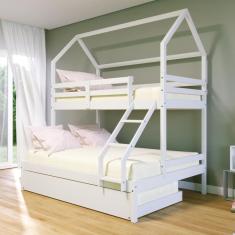 Treliche Casinha Casal/Solteiro Slim RB Madeira Maciça Branco Housin