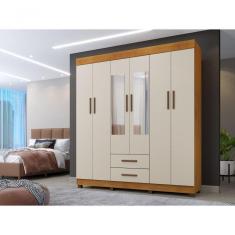 Guarda Roupa 6 Portas Com Espelho Copacabana Benetil Cor:cinamomo/off