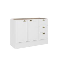 Balcão Gabinete De Pia MDF Milla 2 Portas 3 Gavetas Branco 120cm Carraro