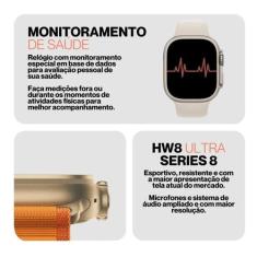 Relógio Smartwatch Hw8 Ultra Celular Bluetooth Android Ios Kit C/2 Pul