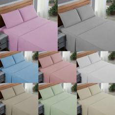 Lençol Cama King Size Percal 200 Fios 100% Algodão 4 Peças Liso com El