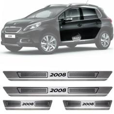 Soleira de Aço Inox Escovado Peugeot 2008 4 Portas 2015 16 17 18 19 - 