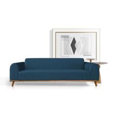 Sofá Living Átila 2,30m 4 Lugares em Veludo Azul Marinho - LEONARDI