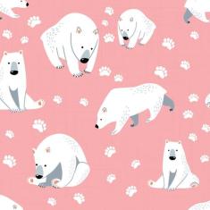 Papel de Parede para Quarto de Menina Urso Polar 57x270cm - Quartinhos