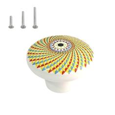 HUAMULAN Pacote com 15 puxadores de cerâmica retrô Boheimian em formato de botão de cômoda vintage cogumelo boho cozinha pétala armário puxa armário armário guarda-roupa gaveta maçanetas brilhantes