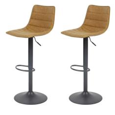 Kit 2 Banquetas Giratória Barbacena Rivatti Revestimento Em Poliuretano (Pu) Caramelo Base Disco