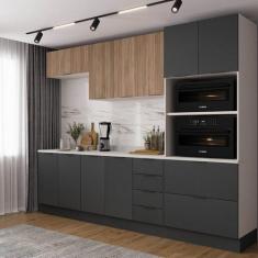 Cozinha Modulada 5 Peças com Tampo com Rodapé Ipanema CabeCasa Madeira