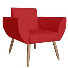 Poltrona Decorativa Flora Pés Palito Suede Vermelho - DS Estofados