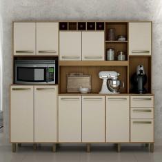 Armário de Cozinha 11 Portas 2 Gavetas Petra Valdemóveis Cinamomo/Off White