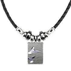 DIYthinker Colar com imagem de natureza de pássaro mar água oceano joia torque pingente de corda de couro