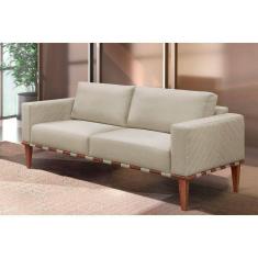 Sofá Namoradeira Bella Base Em Madeira Maciça Castellar Móbile Bege Claro