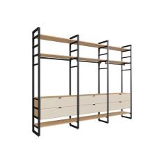 guarda-roupa closet modulado industrial philly 6 gv cedro e off white