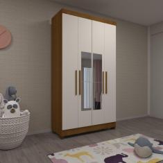 Guarda Roupa Solteiro 4 Portas com Espelho e Pés Gênova Luciane Móveis