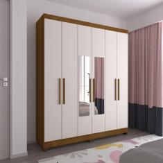 Guarda Roupa Casal 6 Portas com Espelho e Pés Gênova Luciane Móveis