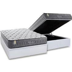 Cama Box Baú Casal: Colchão Molas Ensacadas Anjos MasterPocket Versalhes + Base CRC Courano Branco(138x188)