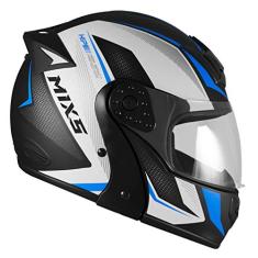 Capacete de Moto Mixs MX Gladiator Neo Articulado Escamoteável Robocop Preto Com Vermelho 58