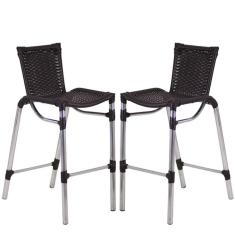 Kit 2 Banquetas Alumínio Fortaleza Alta Para