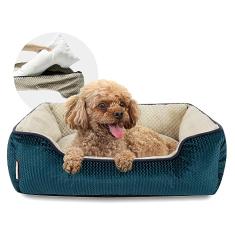 Miguel Cama para cães média e pequena com capa removível lavável - Cama retangular para animais de estimação para gatos com cama macia e reforçada para filhotes com parede lateral de suporte inferior