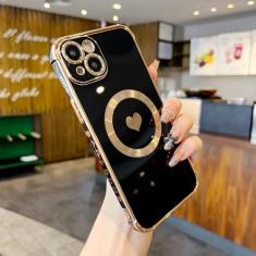 Jmltech Capa para iPhone 15 Plus com MagSafe Silicone à Prova de Choque Design Bonito Proteção de Câmera de Silicone Macio Protetor Adorável Coração Capas de Telefone para iPhone 15 Plus 6,7 polegadas