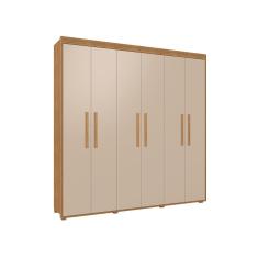 Guarda Roupa Casal Milão 100% MDF Pés Madeira Camas Fênix