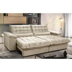 Sofá Retrátil e Reclinável 3,12m com Molas Ensacadas Cama inBox Aconch