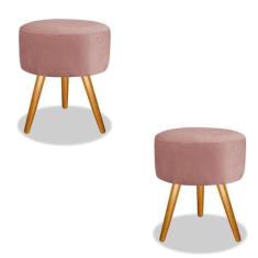 Kit 2 Puff Banqueta Para Sala Redondo Recepção Rosê - Decore.Com, Rose