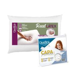 Travesseiro Com Capa Impermeável - Real Látex 14cm Médio - Duoflex, 1 
