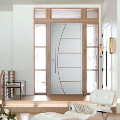 Porta Belíssima 6 Prime Batente 14 Puxador Barra Chata 60cm 82 X 210 Esquerdo Branco