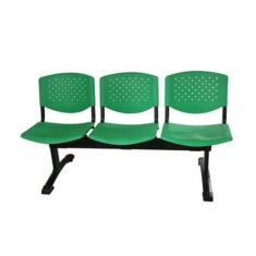 Cadeira em longarina 3 lugares Linha Polipropileno Atenas Verde - Desi