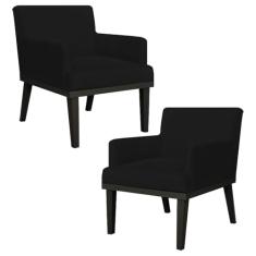 Kit 02 Poltronas Decorativas Vitória W01 Suede Preto - Mpozenato