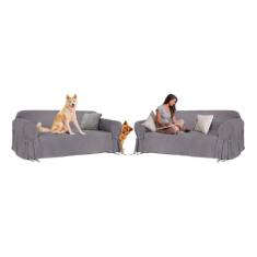 Kit Capa Para Sofá De 2 E 3 Lugares Impermeável Acquablock Cor:Cinza Grafite
