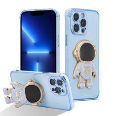 RALEAVO Capa para iPhone 13 linda capa de astronauta 6D com função de suporte capa de revestimento de luxo fina TPU macio à prova de choque à prova de choque capa galvanizada para meninas meninos, 6,1